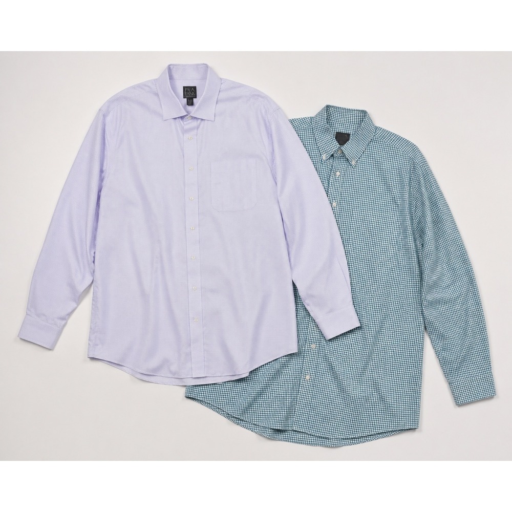 Jos A Bank Traveler Button Down Shirt Mens XL 18-35 Purple Green Plaid Lot 2